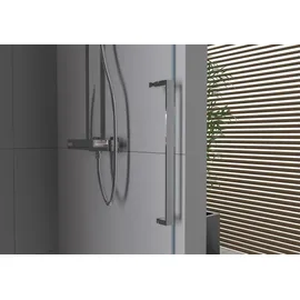 Bernstein Nischendusche mit Schiebetür Soft-Close Chrom 8mm Nano Echtglas 160cm