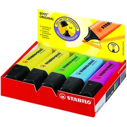 STABILO BOSS ORIGINAL - Textmarker - Blau fluoreszierend, fluoreszierend gelb, f