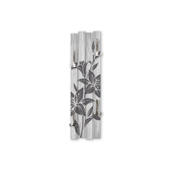 Kreative Feder Wandgarderobe Blüten, Wandgarderobe aus MDF mit 4 Haken, ca. 100x30cm, Wandbild, Holz, Wanddeko, Blume, Blüte, Natur, WGH004
