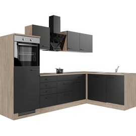 Flex-Well Küche »Capri«, mit und ohne E-Geräten erhältlich, Gesamtbreite 280x170 cm, schwarz