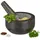 Relaxdays Granit Mörser mit Stößel, robust & langlebig, Gewürze, Kräuter, polierter Steinmörser, Ø 16 cm, 400 ml, grau