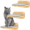 HAPPYPET Katzentreppen 3er-Set für Wandmontage - Nachhaltiges Hartholz, Designer Kletterwand Katzen, Katzentreppe mit Filzbezug, Katzenleiter, Katzenwand zum Klettern, Catwalk Natur 3x Stufen L