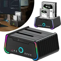 Festplatten Dockingstation 2 Schächte für HDD SSD 22TB je Slot Offline Kloner USB 3.0 Datenübertragung RGB Gaming Design für Windows Mac Linux ...