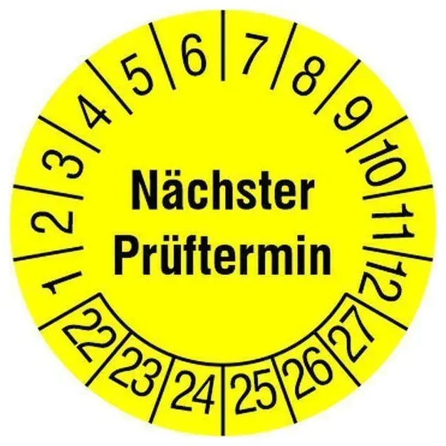 PROTEC Prüfplakette PPPPNPG15 gelb nächster Prüft. 15mm