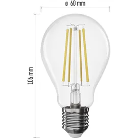 EMOS dimmbare Edison LED Lampe Filament A60, 7,5W Ersatz für 75W Glühbirne, Vintage-Stil mit E27 Sockel, Helligkeit 1055lm, Neutralweiß 4000K, Z...