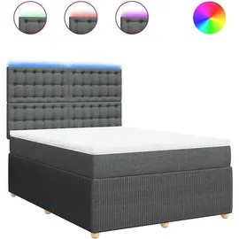 vidaXL Boxspringbett mit Matratze Dunkelgrau 140x200 cm Stoff