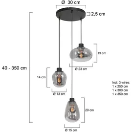 Steinhauer Reflexion, 3-flammig, E27, schwarz (3079ZW)