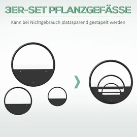 Outsunny 3er-Set Blumentöpfe 5 x 5 cm Schwarz