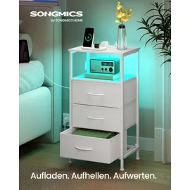 Songmics Nachtschrank mit LED-Beleuchtung 2-teilig 40 x 30 x 50 cm Weiß