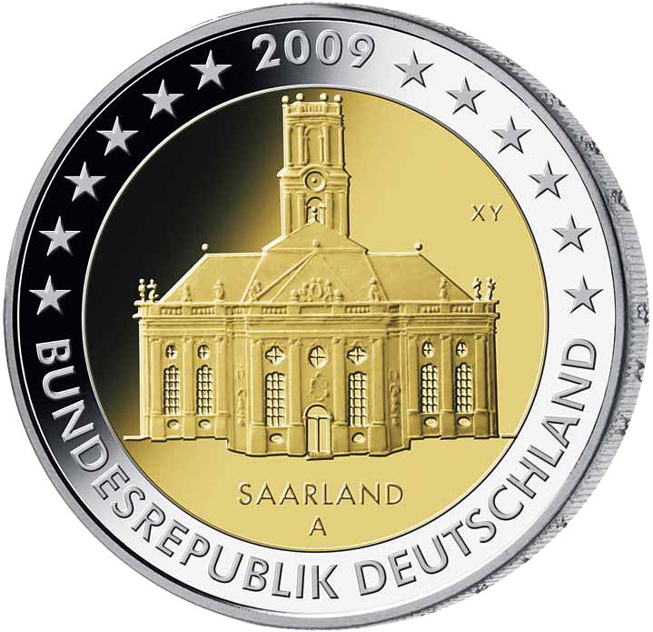 Die deutsche 2-Euro-Gedenkmünze 2009 "Saarland" Polierte Platte