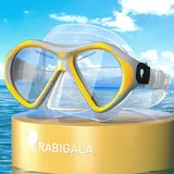 Rabigala Taucherbrille Erwachsene, Verstellbares Silikonband Schnorchelmaske, Anti-Leck & Anti-Nebel Taucherbrille Erwachsene aus Gehärtetem Glas für Schnorcheln, Schwimmen und Tauchen