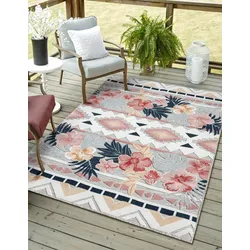 Myflair Möbel & Accessoires Teppich »Lotus Lagerräumung«, rechteckig, 8 mm Höhe, florales Design, Blumen Motiv, Outdoor geeignet, Balkon, Terrasse Myflair Möbel & Accessoires grau,multi B: 80 cm   1 St.