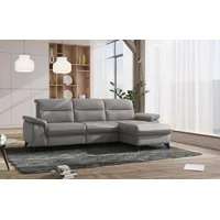 Ecksofa SIT & MORE "Astoria L-Form" Sofas Gr. B/H/T: 260cm x 91cm x 175cm, Luxus-Microfaser ALTARA NUBUCK, Recamiere rechts, ohne Kopfteilverstellung-ohne Armlehnfunktion-ohne Relaxfunktion motorisch im Sofa 2,5-sitzig-ohne Relaxfunktion motorisch in Recamiere, grau wahlweise mit motorischer Relaxfunktion