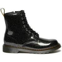 Schnürboots DR. MARTENS "1460 Kinder SOFTY T", Mädchen, Gr. 38, silber (schwarz, silber), Leder, metallic, Schuhe Schnürboots, Kinderstiefel, Freizeitschuh mit Reißverschluss und Anziehlasche