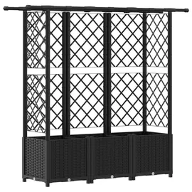 vidaXL Hochbeet mit Rankgitter und Dach 162,5 x 40 x 138 cm Schwarz