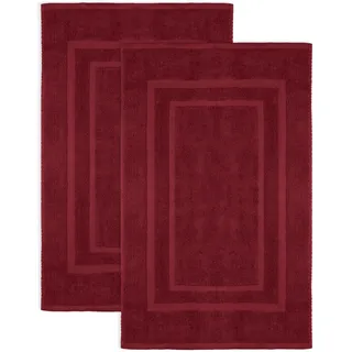 NatureMark 2er Pack Badvorleger | Premium Qualität | 100% Baumwolle | 50 x 80 cm | Duschvorleger Duschmatte Doppelpack | Farbe: Bordeaux rot