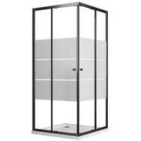 Boromal Eckdusche Duschkabine 80x80 Schiebetür Eckeinstieg Duschwand Dusche 5mm ESG Glas, BxT: 80x80 cm, Einscheibensicherheitsglas, Einfaches Rollen Befestigungssystem schwarz