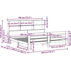 vidaXL Massivholzbett 180 x 200 cm Weiß