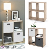 Vicco Raumteiler TETRA 4 Fächer Eiche Sonoma Bücherregal Würfelregal Standregal