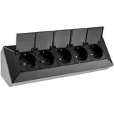ChiliTec Steckdosenblock 23943, 5-fach, mit Schutzklappen, 250V/16A, schwarz