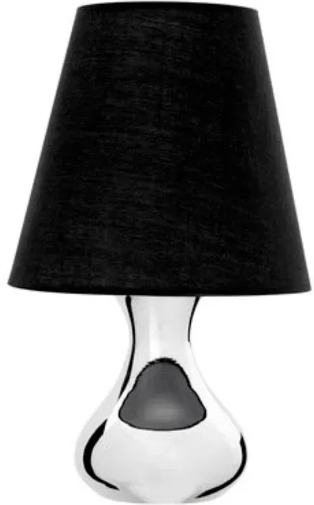 Premier Housewares Nachttischlampe aus Chrommetall mit EU-Stecker, abgewinkelter schwarzer Stoffabdeckung, Akzentbeleuchtung, moderne Nachttischlampe