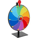 Relaxdays Glücksrad zum Drehen, 30 cm, Blau,Rot,Schwarz
