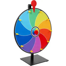Relaxdays Glücksrad zum Drehen, 30 cm, Blau,Rot,Schwarz