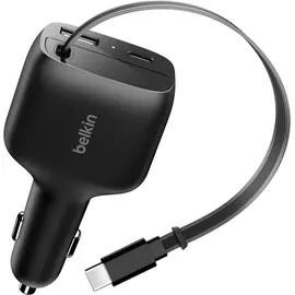 Belkin Kfz-Ladegerät 75W mit einziehbarem USB-C-Kabel Schwarz