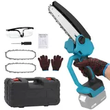 6 Zoll Mini Akku Kettensäge Kompatibel mit Makita 18V, Bürstenloser Motor Akku-Kettensäge Kettensägen Handkettensäge für Gartenscheren Astschere Holzschneiden (ohne Akku)