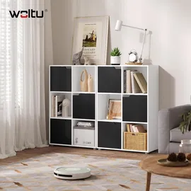 Woltu Bücherregal 59,6 x 91 x 29 cm Schwarz/Weiß