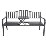 Metall Gartenbank 2in1 mit Tisch - 150cm - 3-Sitzer Park Garten Balkon Sitz Bank