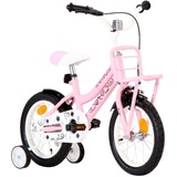 vidaXL Kinderfahrrad mit Frontgepäckträger 14 Zoll Weiß und Rosa - Rosa