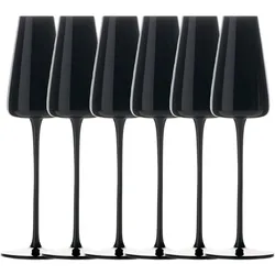 Intirilife 6x Champagner Glas mit modernen Design in Schwarz- 220 ml Füllmenge - Sekt Prosecco Glas Spülmaschinenfest Kristallglas stoßfest
