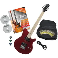 Rocktile Pro MM150-TR E-Gitarre Transparent Red Set mit Zubehör