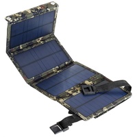 Tragbar IP65 Wasserdicht USB 20W 5V Solarpanel Zellen faltbar Outdoor Handy Ladegerät Solar Ladegerät für Camping Wandern mit Karabiner Solarladegerät (Camouflage)
