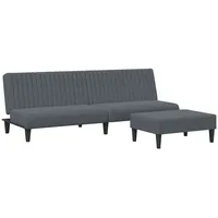 vidaXL Sofa 2-tlg. Sofagarnitur Dunkelgrau Samt grau