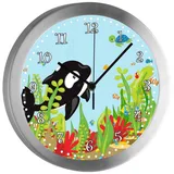 CreaDesign Funkwanduhr Funkuhr, Kinder Wanduhr, Kinderuhr, Kinderzimmer Unterwasserwelt (geräuscharmes Uhrwerk) bunt