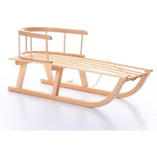 Holzschlitten mit Rückenlehne Kinderschlitten Lehne Zugseil Rodel aus Holz Schneebob Gratis von rg-vertrieb