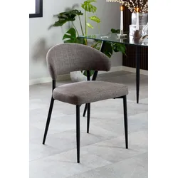Esszimmerstuhl ACTONA GROUP "Edina Stuhl, Wohnzimmerstuhl", braun (graubraun), B:56cm H:77cm T:55cm, 100% Polyester, Stühle, Stoff, schwarze Stahlbeine, 2er-Set