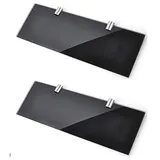 BSM Marketing Schwarze Glasregale, 300 mm x 100 mm, 2 Stück, 6 mm Sicherheitsglas