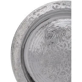 Marrakesch Orient & Mediterran Interior Orientalisches Tablett Mehdia 40cm Silberfarbig