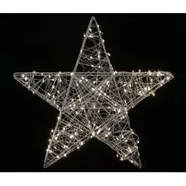 Dehner LED-Stern Silhouette, 160 LEDs, warmweiß, ca. B60/H60/T6,5 cm, Silber