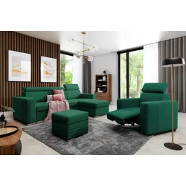 Fun Möbel Ecksofa Schlafsofa inkl. Hocker CANTON Stoff Camelia Grün Ottomane Rechts - Grün