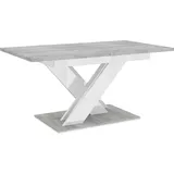 PROROOM FURNITURE Esstisch Weiß Glanz & Steinoptik - Onyx Table bis 180 cm - 140x80x75 cm