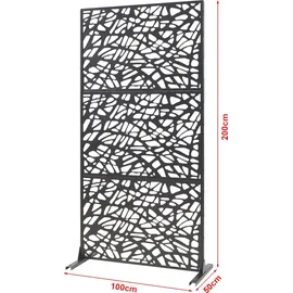 casa.pro Indoor Trennwand 200 x 100 x 50 cm Schwarz