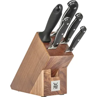 WMF Messerblock Spitzenklasse Plus, Braun, Edelstahl, Holz, Metall, 6-teilig, Walnuss, 19.5x14.5x36 cm, Made in Germany, Kochen, Küchenmesser, Messersets