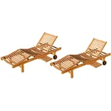 2x ECHT TEAK Sonnenliege Gartenliege Strandliege Holzliege Holz JAV-2x-COZY