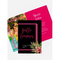 Einladung zum Sommerfest selbst gestalten mit Spruch und Fotos im Onlinedesigner bei Meine-Kartenmanufaktur.de