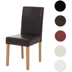 Esszimmerstuhl Littau, Küchenstuhl Stuhl, Kunstleder ~ braun, helle Beine