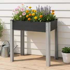 [en.casa] Hochbeet Beverwijk 75 x 40 x 75 cm Dunkelgrau